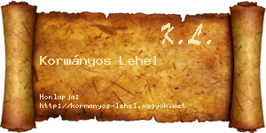 Kormányos Lehel névjegykártya